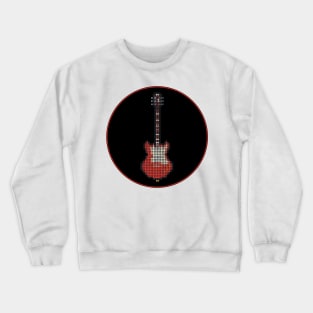 Tiled Pixel Red Pixie Guitar in a Black Circle Crewneck Sweatshirt